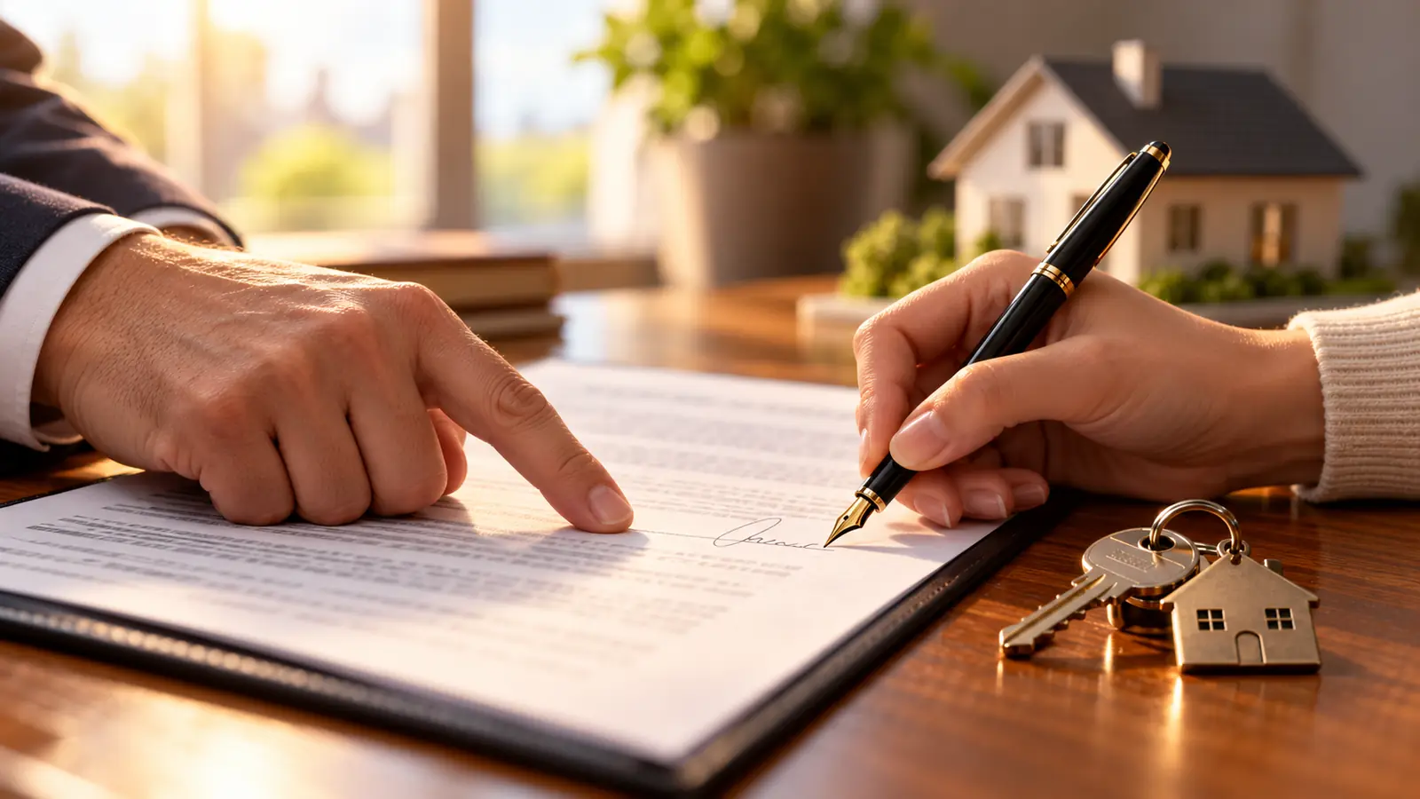 signing real estate contract house keys